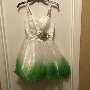 Elegant Green and White Kids Dress